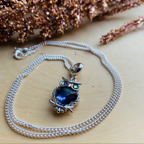 Swarovski OWL Purple Crystal Silver Necklace - Picture 7 of 7